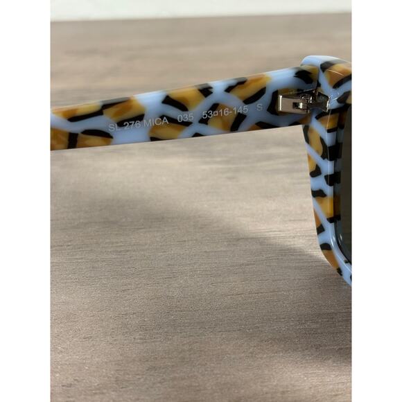 SAINT LAURENT‎ 53MM Cat-Eye Sunglasses Blue Brown Gold- Case- Cloth- NEW main image 5
